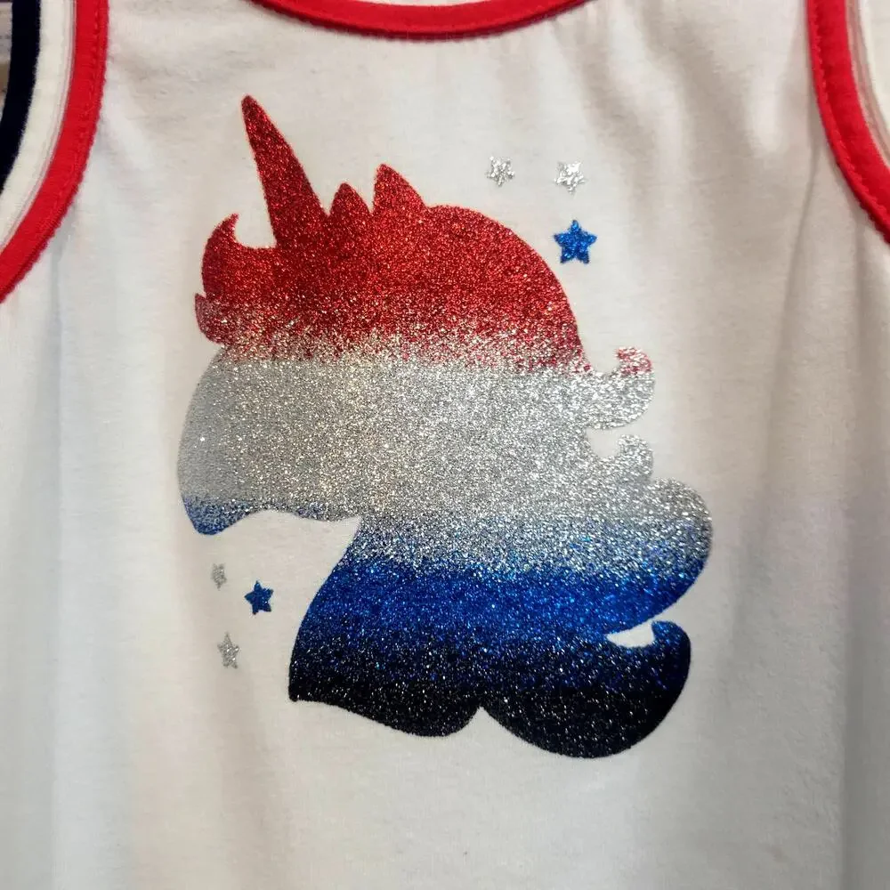 Way‎ to Celebrate Red, White, and Blue Unicorn Tank Top Size 5T